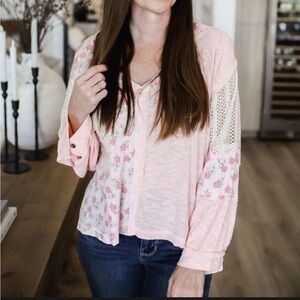 POL Pink Floral Women's Top